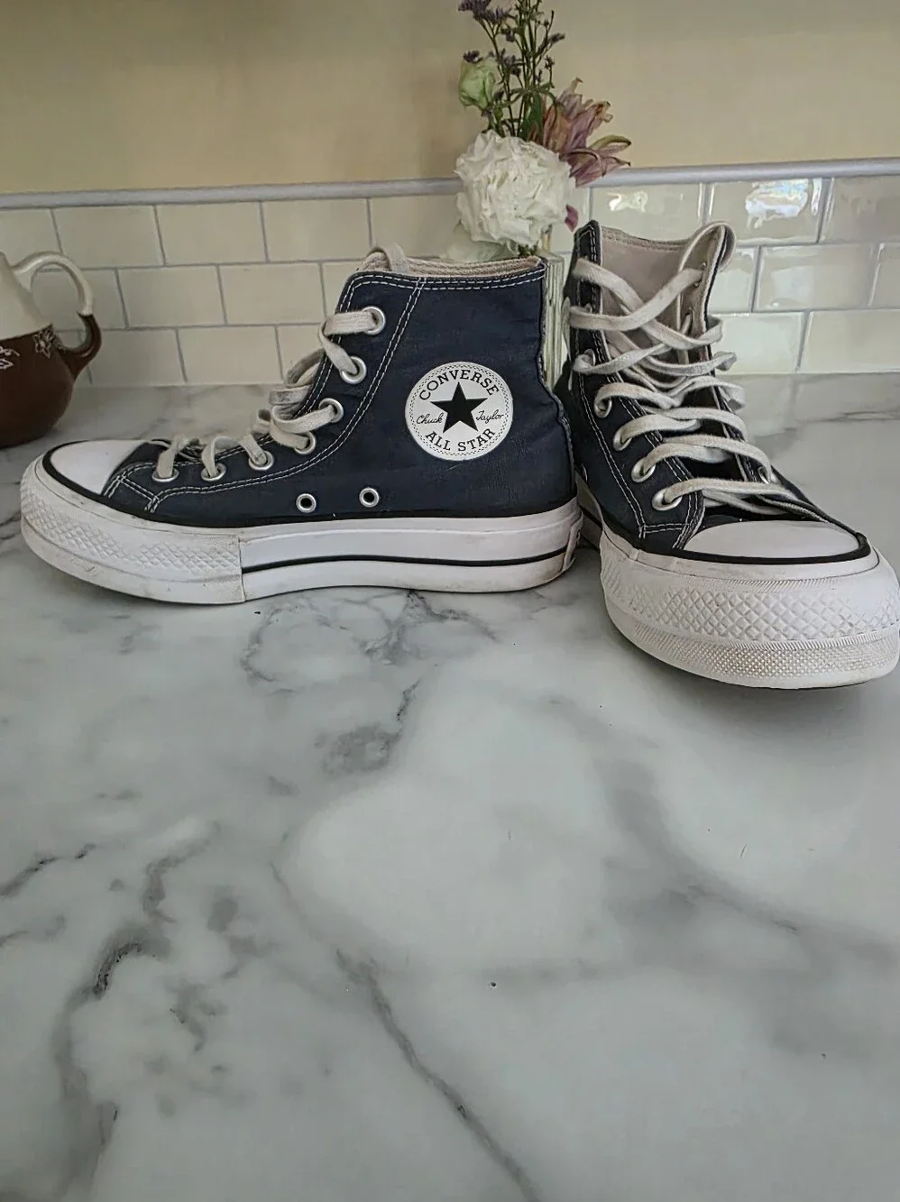 Converse High Top Sneakers - Dark Blue and White